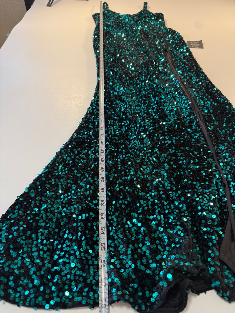 Lulus Emerald Green Sequin Mermaid Maxi Dress with slit Women's Small - Picture 11 of 12